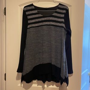Black and grey Panitti top with pleated bottom